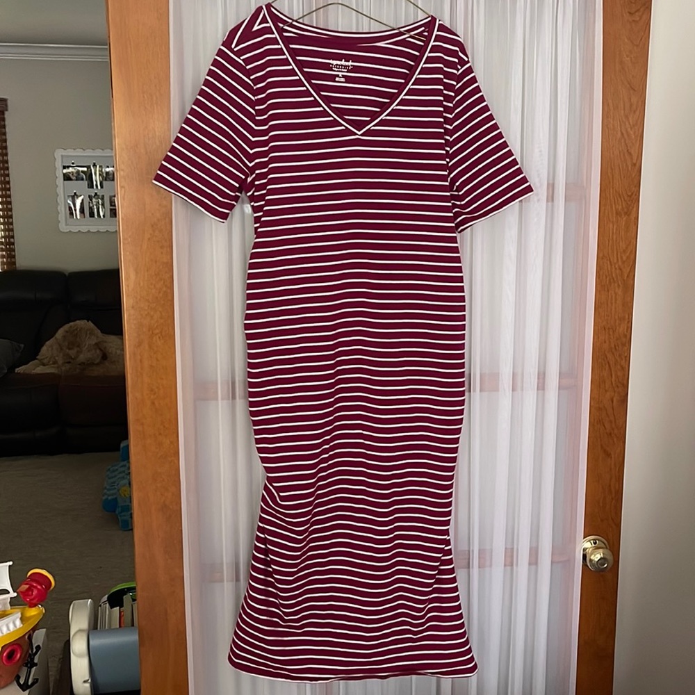 Short Sleeve Striped Maternity Dress XL